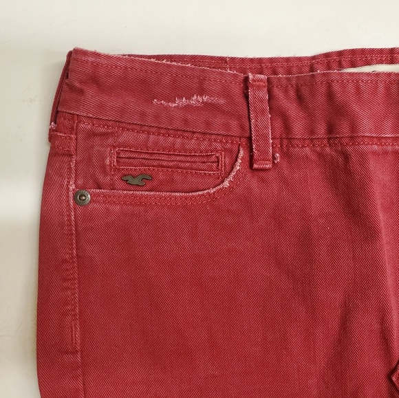 Hollister vintage Y2K Burgundy Mini  Distressed Skirt Low Rise - Picture 4 of 7